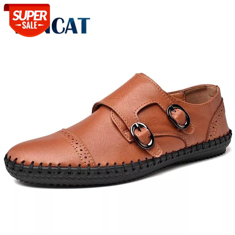 

2019 New Genuine Leather Men's Shoes Comfortable Casual Shoes Breathable Loafers Leather Flat Zapatos Hombre Big Size 48 #Um7K