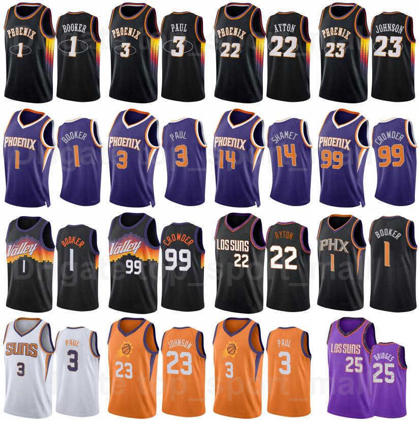 

Screen Print 75th Anniversary Basketball Devin Booker Jersey 1 DeAndre Ayton 22 Mikal Bridges 25 Chris Paul 3 Jae Crowder 99 Frank Kaminsky 8 JaVale McGee 00 Color, 75th purple