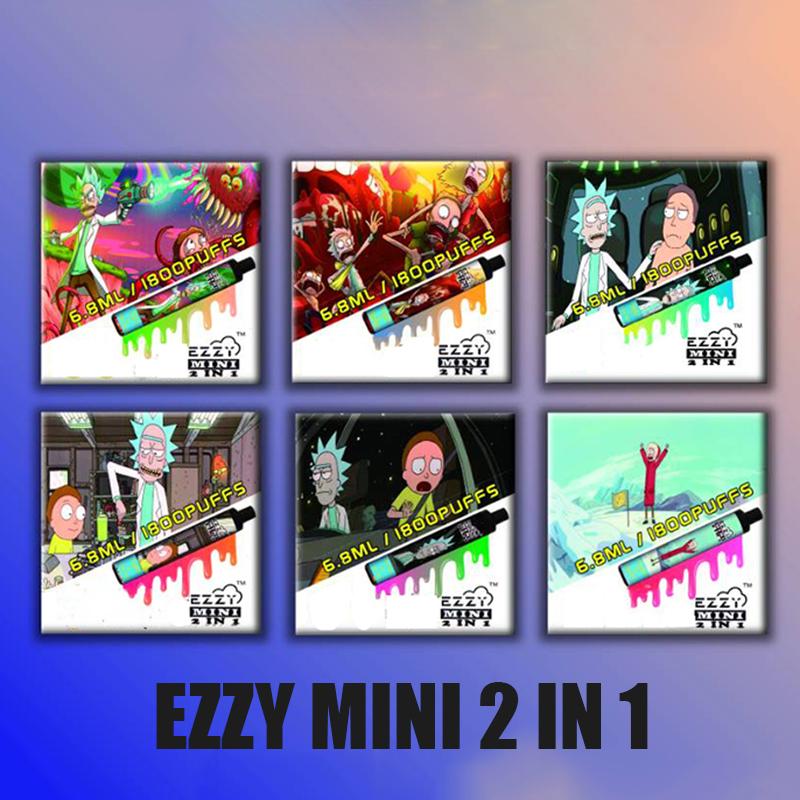

100% Original Ezzy MINI 2 in 1 Disposable Pod Device 6.8ml Vape Pen Kit 800 mAh battery 1800puffs dual vape VS BY2 Disposable DHL FREE