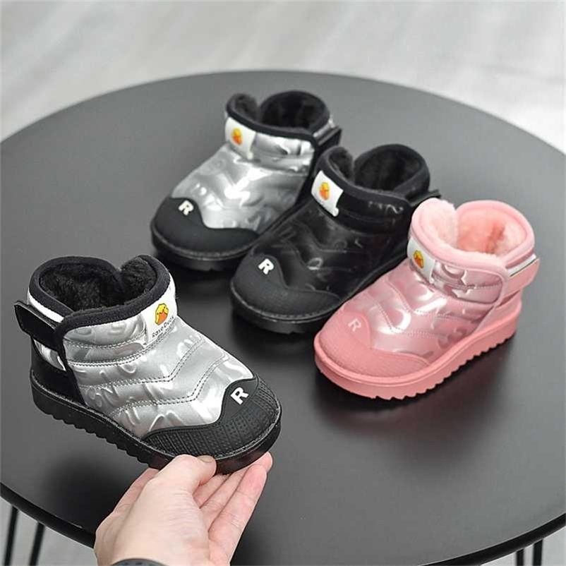 

Winter Baby Girls Boys Snow Boots Children Warm Plush Boots Waterproof Windproof Kids Cotton Shoes Infant Toddler Boots 211108, Silver