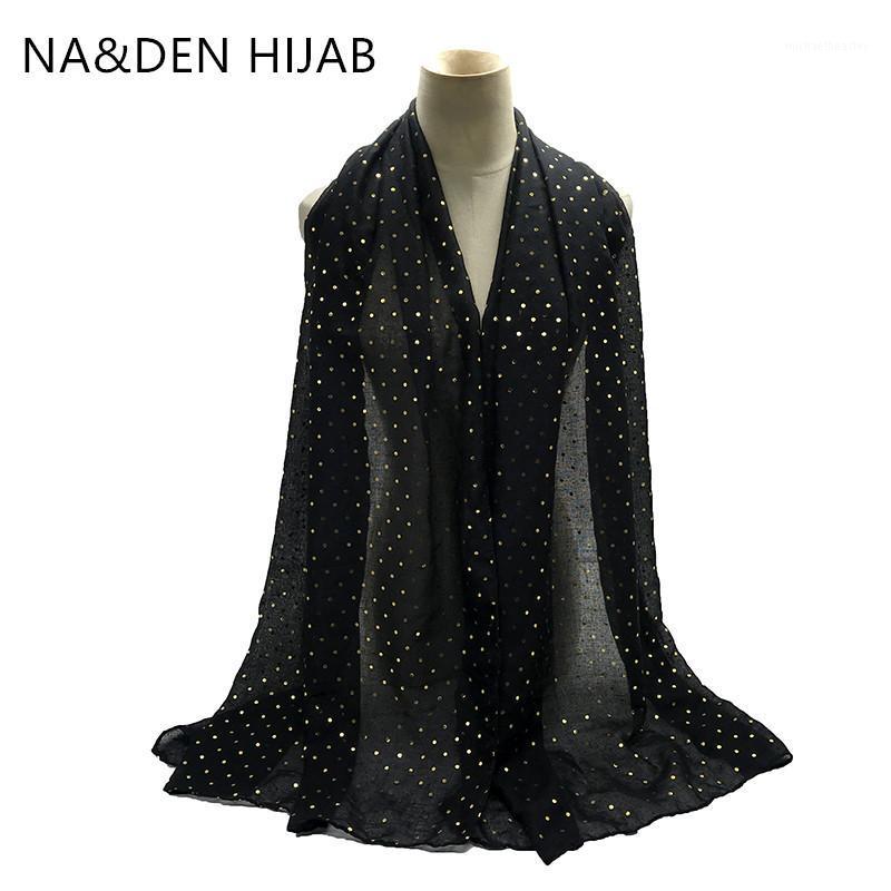 

Scarves Dot Sequined Islamic Bandana Long Head Muffler Women Ladies Soft Wraps Solid Plain Shalws Muslim Hijab 10pcs/lot