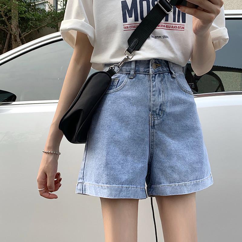 

SML 2 colors korean style high Waist Denim Shorts jeans for Women 2021 Summer Ladies denim jeans Shorts womens (F6651, Dark blue
