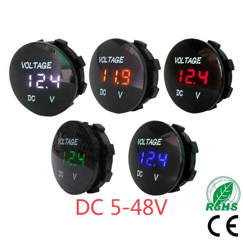 

New Round Waterproof Auto Boat Car Motorcycle DC5V-48V LED Panel Mini Digital Volt Voltage Meter Tester Monitor Display Voltmeter