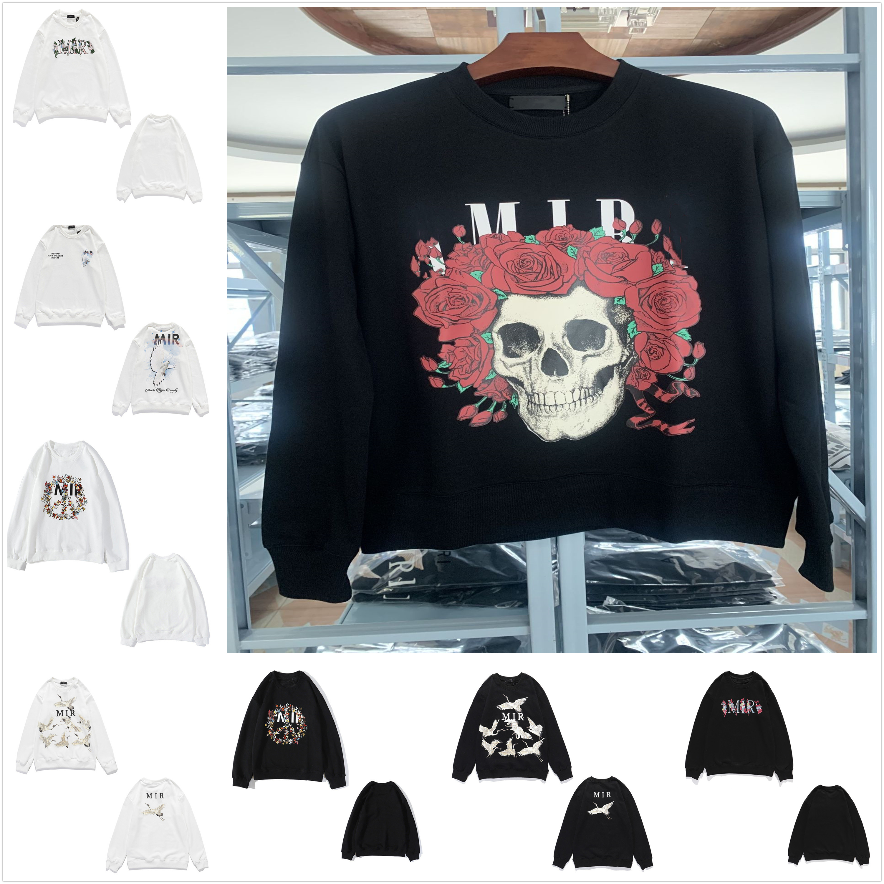 

Men's Sweatshirts high quality women's Sweatshirt cotton Hoodies tops round neck pullover letters foam print dove 0102, Black