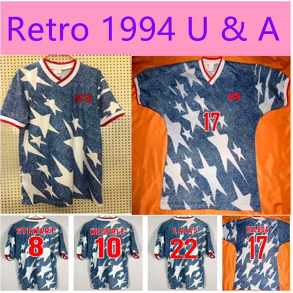 

World Cup 1994classic Away Shirt retro soccer jerseys Wegerle Lalas Ramos Balboa 94 classic football shirts, Orange