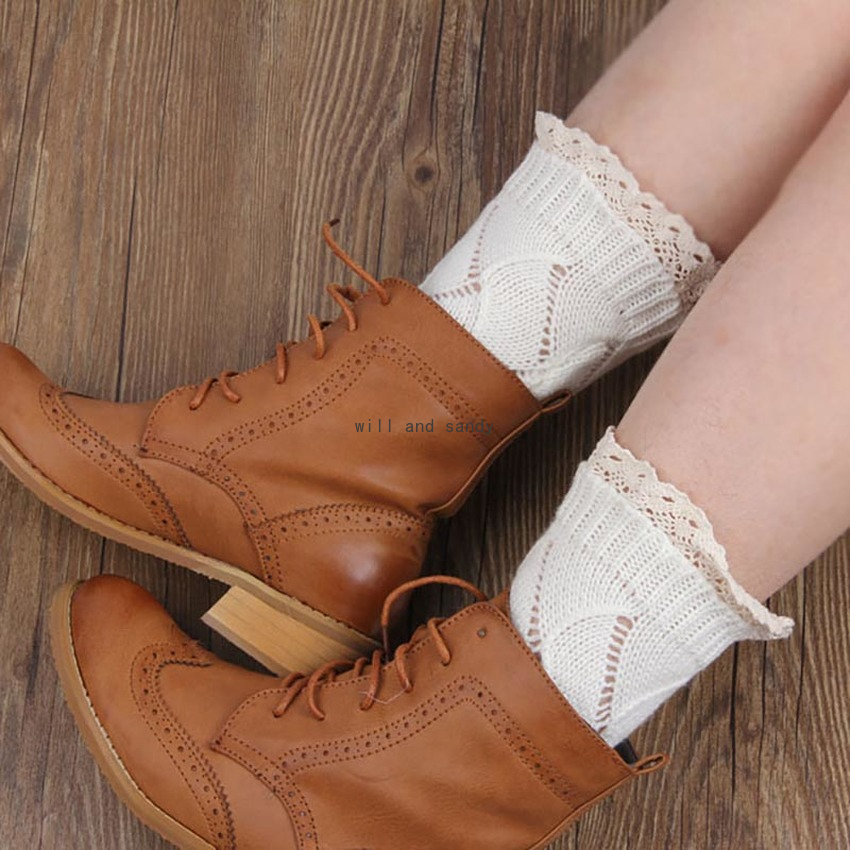 

Crochet Knit Rhombus Anklet Leg Warmers socks Boot Cuffs Toppers Leggings Autumn Winter Stockings for Women Girls Clothing Black White Will and Sandy, Customize(contact first)