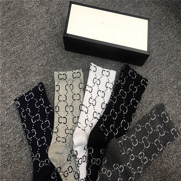 

2021 sport long socks 100% Cotton wholesale Couple design 5 with box, Black