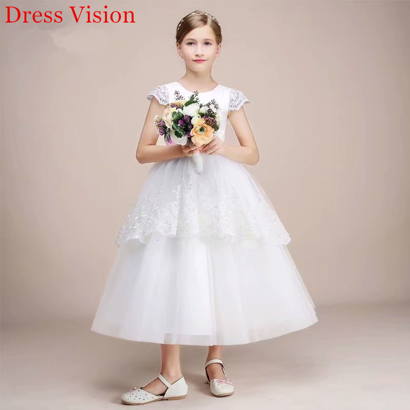 

2021 Lace Appliques Cap Sleeves A-line Princess Flower Girls Es First Holy Communion Pageant Party Gown Pxl5, Same as photos