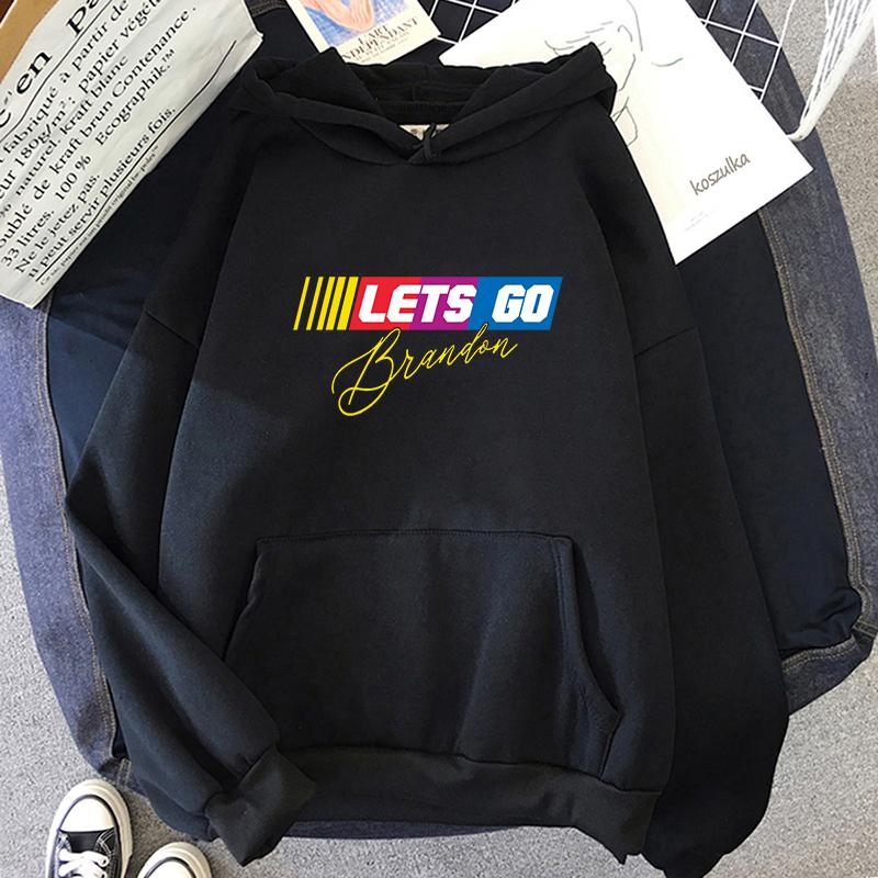 

Men's Hoodies & Sweatshirts Lets Go Brandon Letter Print Hoodie Fashion Brand Printed Streetswear Men Autumn Winter Male Simple Clothes, White