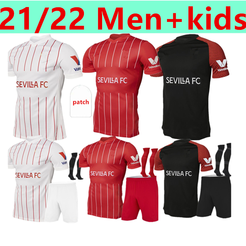 

21 22 Sevilla OCAMPOS Soccer Jersey NAVAS EVER BANEGA DE JONG EL HADDADI TORRES RAKITIC VAZQUEZ KOUNDE Football Shirt Kits men + kids, 21/22 away adult socks