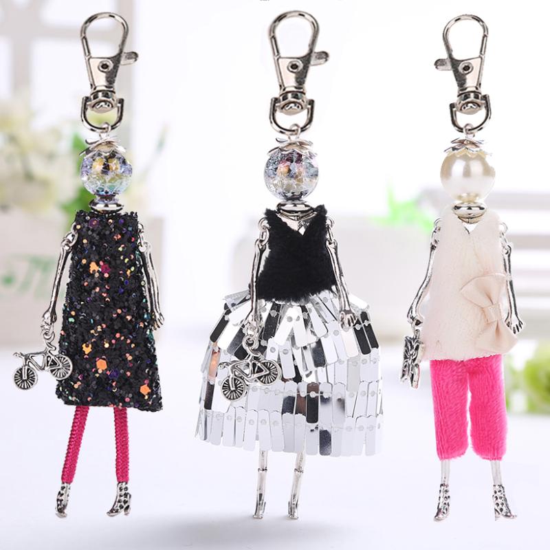 

Keychains YLWHJJ Brand Women Doll Bag Cute Keychain Girl Key Chain Handmade Car Pendant Style Ring Fashion Jewelry Wholesale