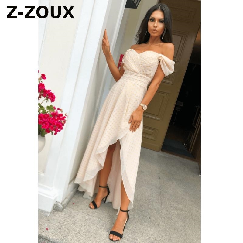 

Women Dress Slash Neck Off Shoulder Short Sleeve Irregular Vintage Long es Summer Clothes Woman 210524, Apricot