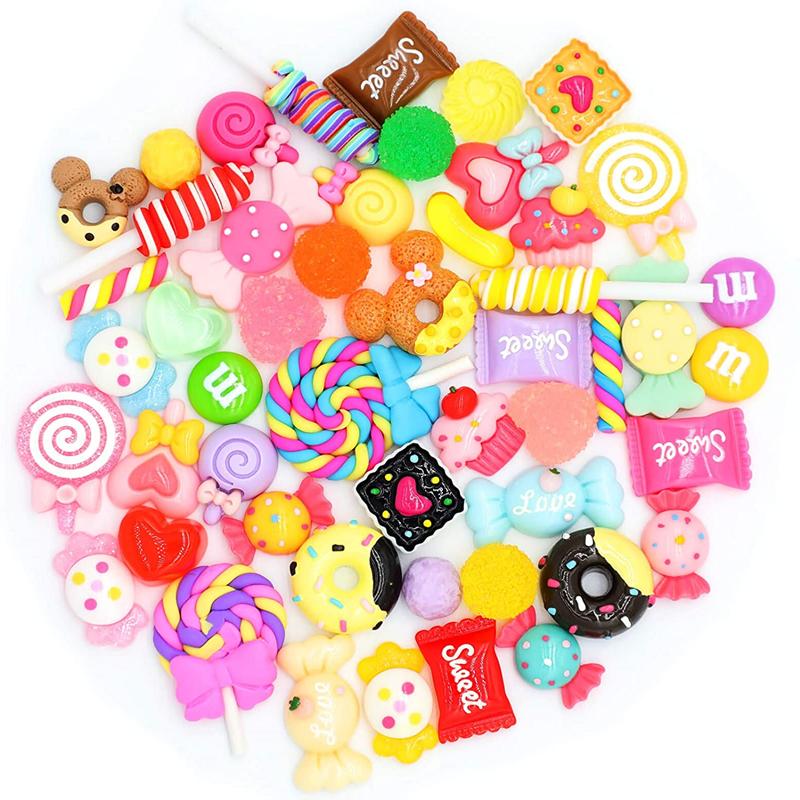 

Nail Art Decorations 50PCS Charms Kawaii Accessories Candy Mixed Resin Acrylic Tips Rhinestones Decoration DIY Manicure Tool Supplies
