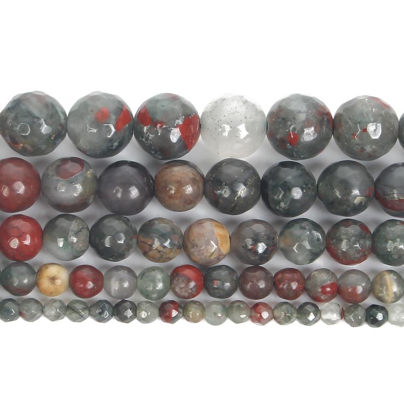 

Other Faceted Natural Stone Beads African Bloodstone Round For Jewelry Making DIY Bracelets Earring Accessories 4/6/8/10/12MM