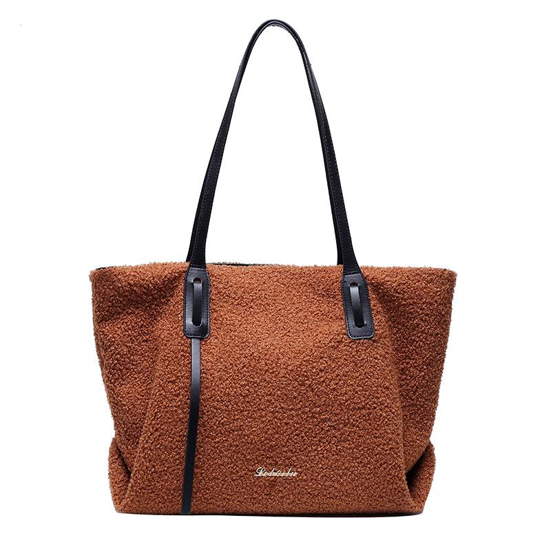 

Women's large-capacity one-shoulder tote bag 2021 trend new model, Brown color