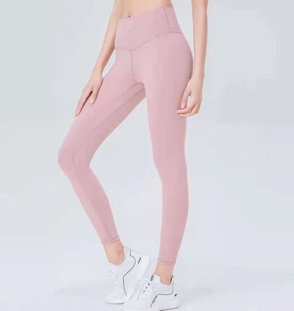 

New nude yoga pants women's buttock lifting without embarrassment line Lu high waist fitness tight Capris178