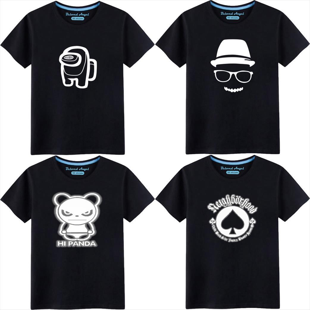 

cartoon luminous short sleeve t shirts for boys girls kids clothing size 3 15 years baby clothes tee teen, Blue