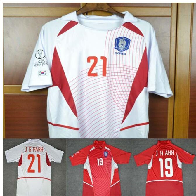 

Retro Soccer Jersey 2002 World cup korea home Away White Ahn Jung-Hwan Park Ji-Sung jersey shirt, 2002 home red