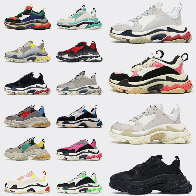 

Triple S Athletic Outdoor Men's Women's Designer Shoes All Black White Pink Grey Retro Beige Red Luxurys Designers Fashion Trainers Size Eur 36-45, B1 triple white 36-45