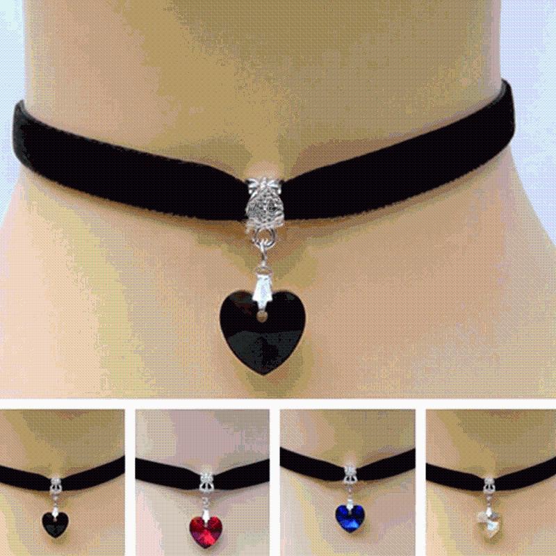 

Chokers Crystal Velvet Necklace Ladies Heart Pendant Chocker Jewelry For Women