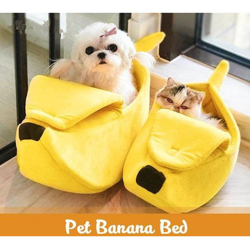 

Cute Small Pet Dog Bed Banana Shape Fluffy Warm Soft Plush Breathable Bed Banana Dog House Hondenmand Pet Home, Yellow