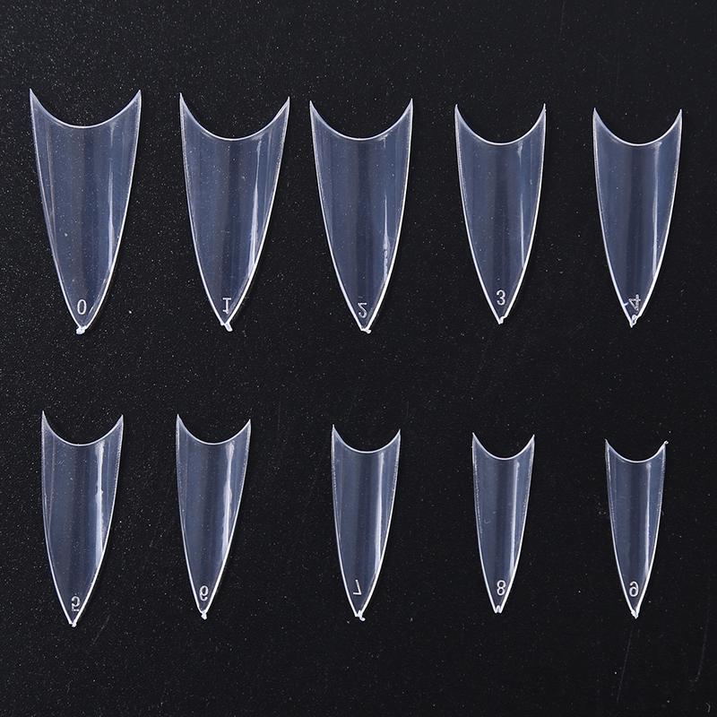 

False Nails 500pcs / Box Pointed Tips Stiletto Nail Clear Natural Fake Acrylic Manicure Gel Salon DIY Suppliers Extra-long Claw, Red;gold