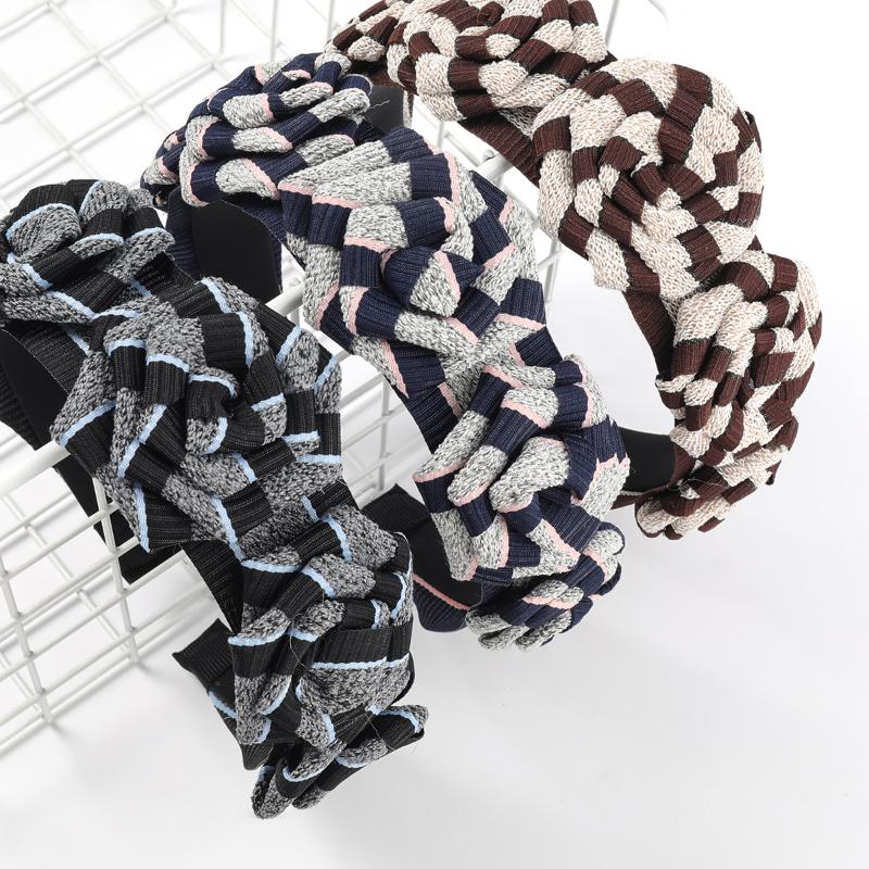 

Hair Clips & Barrettes Pauli Manfi Fashion Simple Two-color Stitching Fabric Flower Headband Girl Creative Party Jewelry Headdress
