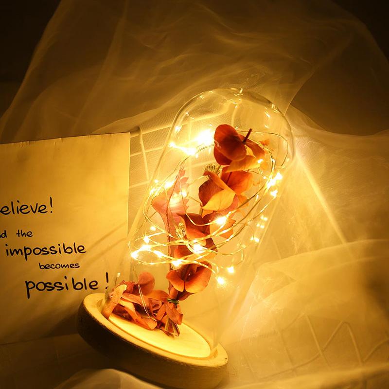 

ZL Leaf Tree Branch With Lamp Glass Cover Night Light Valentine's Day Mother's Day Gift Home Decoration Lighting Lamp