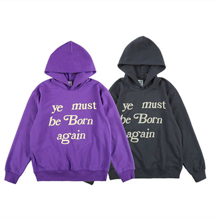 

2021 New Purple Kanye West Hoodie Men Women Cpfm.xyz Pullovers Foam Print Ye Must Be Born Again Hoody 2uf6