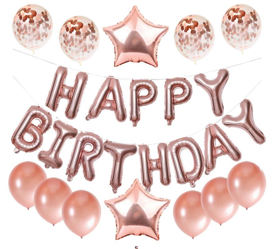 

Party Decoration 13pcs Birthday Rose Gold Confetti Balloon 16Inch Happy Letter Kids Event Supplies Balloons