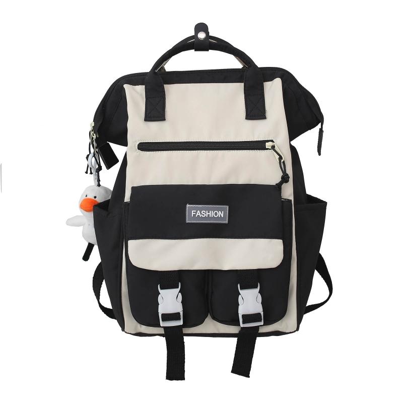 

Backpack Kawai Preppy Women Candy Colors Backpacks Fancy High School Bags For Teenage Girl Cute Travel Rucksack, Black