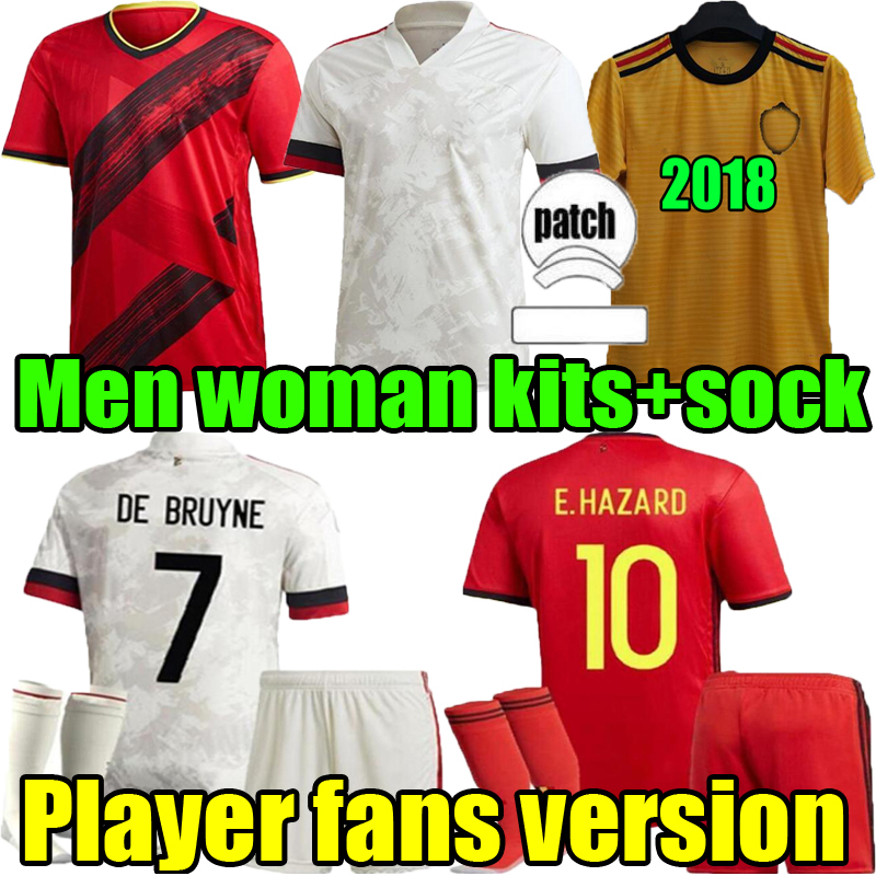 

21 22 Belgium Soccer Jersey Player fans version R.LUKAKU E.HAZARD MERTENS 2021 2022 WITSEL BATSHUAYI TIELEMANS CARRASCO T. MEUNIER Men woman  Football Shirt set, 2020 away player