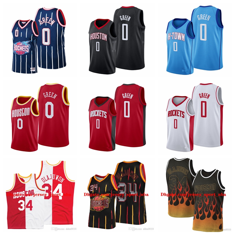 

Men's 2021 Draft 0 Jalen Green 34 Hakeem olajuwon 1 McGrady Houston Blue Jersey