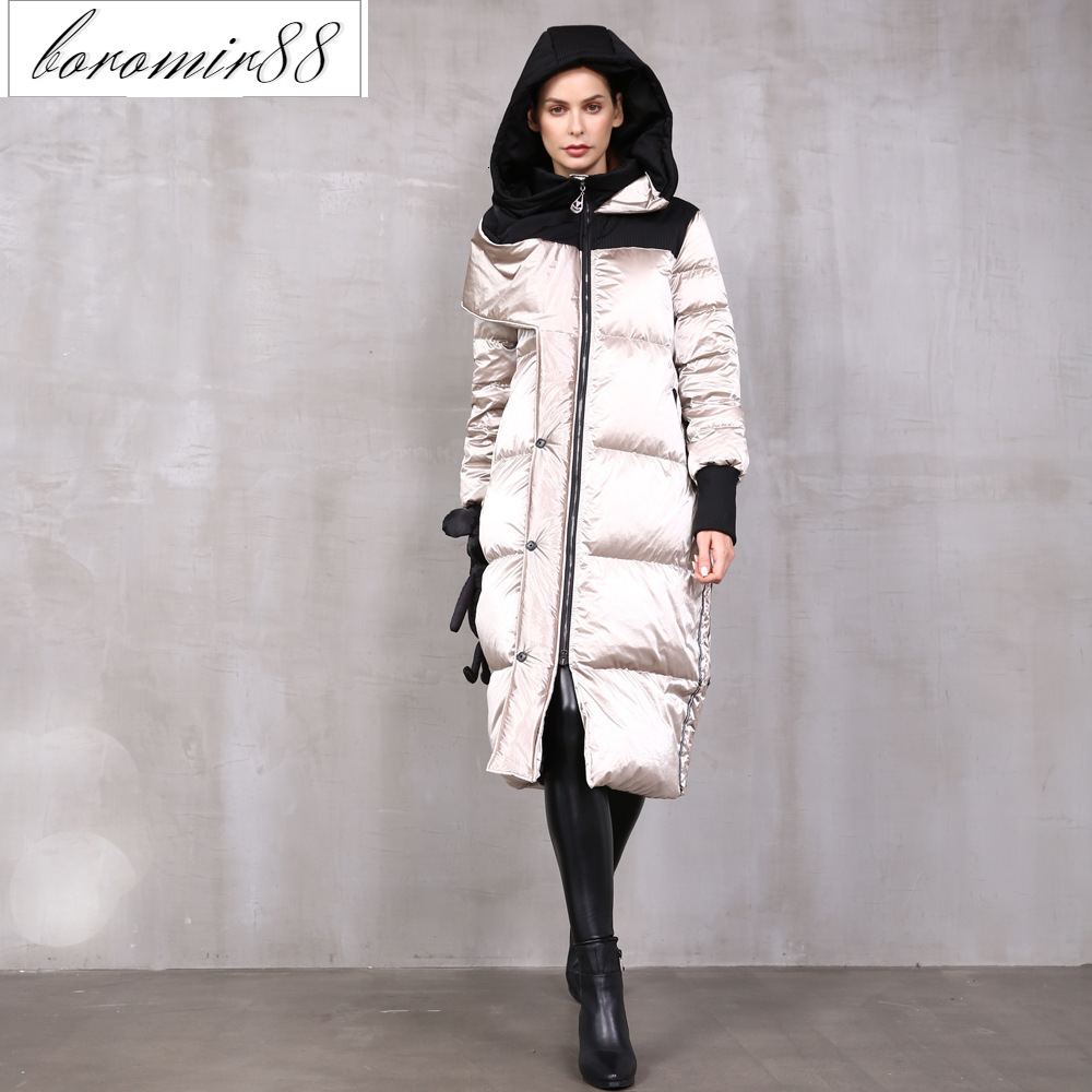 

EVA freedom2021 winter women' coat bright face long knee fashion down jacket women, Khaki