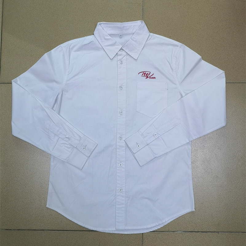 

Cotton pocket slim embroidered l shirt gift long sleeve Lapel embroidery, White;black