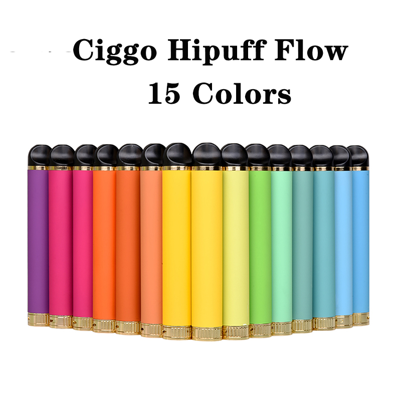 

Authentic Ciggo Hipuff Flow J04 Disposable E-cigarettes Vape Pen Devices 850mAh Battery 5.0ml 1500Puffs Cartridge Vaporizers E-cigarette 15 Colors