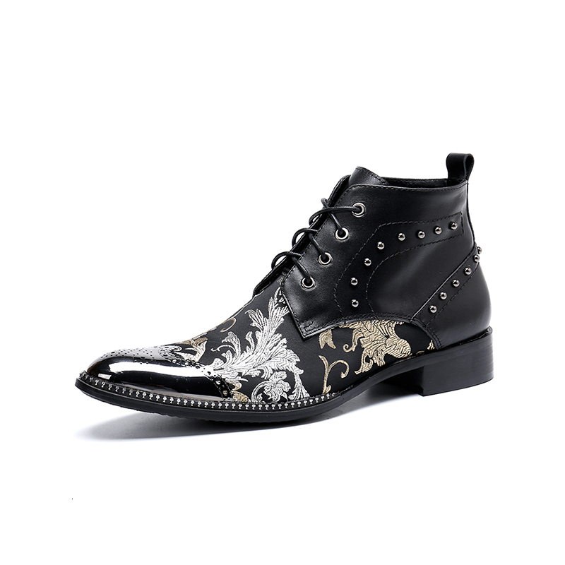 

dress shoes men ankle boots genuine leather men fashion male spring autumn outdoor party z6i5, Black