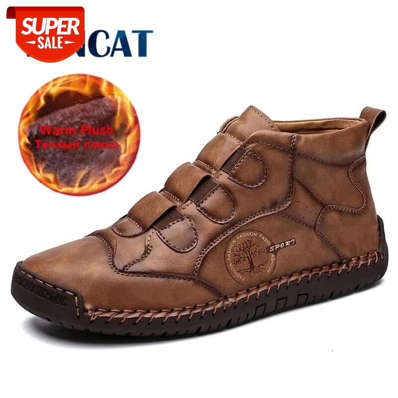 

Brand Winter Leather Men Boots Warm Plush Men Snow Boots Outdoor Comfortable Shoes Autumn Men's Ankle Motorcycle #aK6P