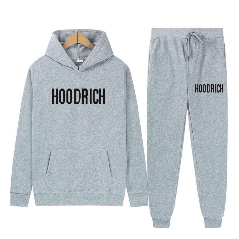 

Men' Tracksuits Tracksuit Hooded Sweater Suit HOODRICH Letter Printing 2-piece Lover Casual Sports European Code Men Fashion Y1102, Orange