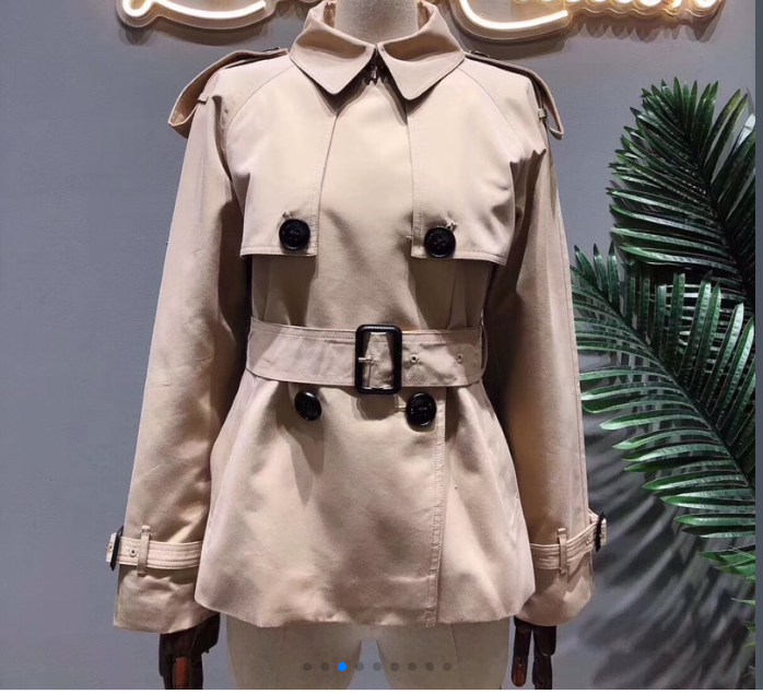 

British British trench coat short style classic khaki trenches Womens Jacket