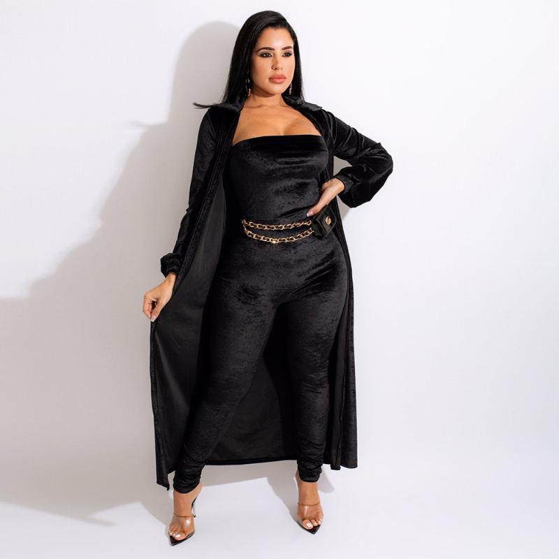 

Women's Two Piece Pants RMSFE 2022 Ladies Fashion And Leisure Winter Long Sleeve Lapel Cardigan Coat + Conjoined Belt Less Set, White
