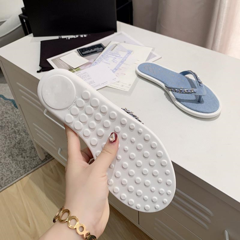 

Ladies slipper high quality 2021 summer fashion denim flat bottom comfortable size 35-41, Navy