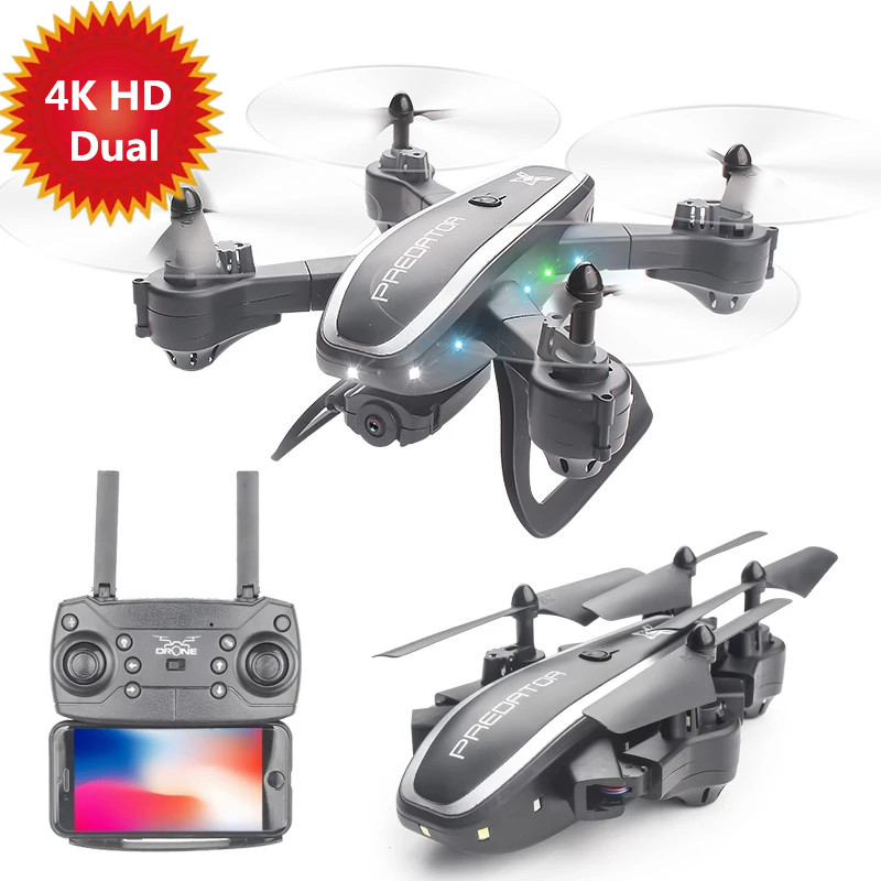 

4K ESC Dual HD Camera WIFI RC Quadcopter Optical Flow Positioning One Key Return Take Off Remote Control Drone Toy Kid Best Gift, No camera 1 battery