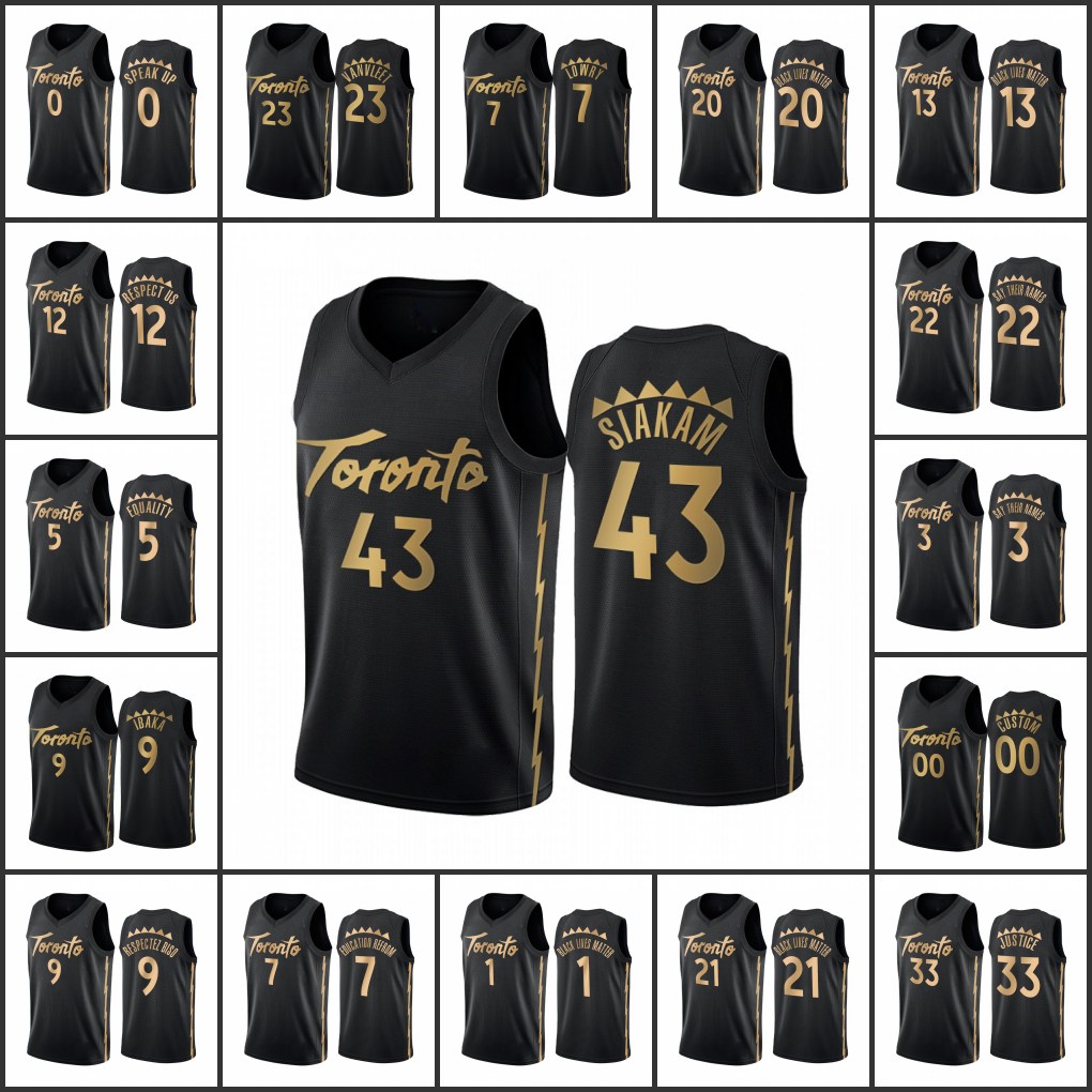

Men Toronto Raptors''Serge Ibaka Kyle Lowry Gary Trent Jr. Pascal Siakam Fred VanVleet Custom City Black Edition Jersey