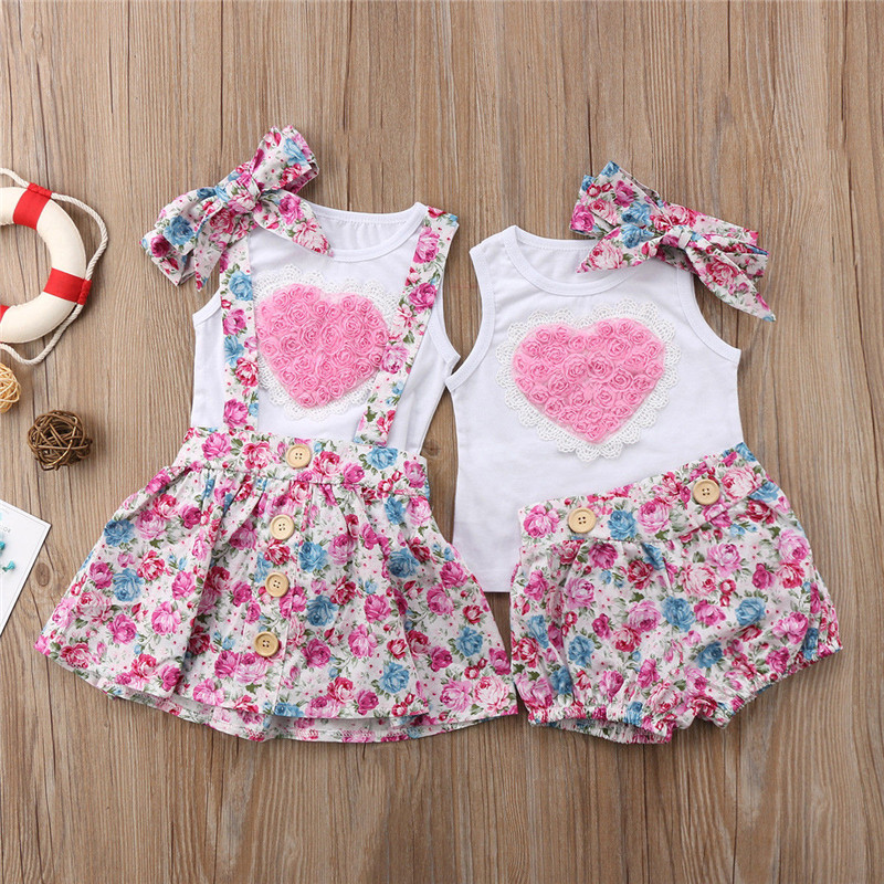 

Newborn Baby Girl Sister Matching Outfit Clothes Kids Tops Newborn T-shirt Pants Girls Skirts Set, Default color