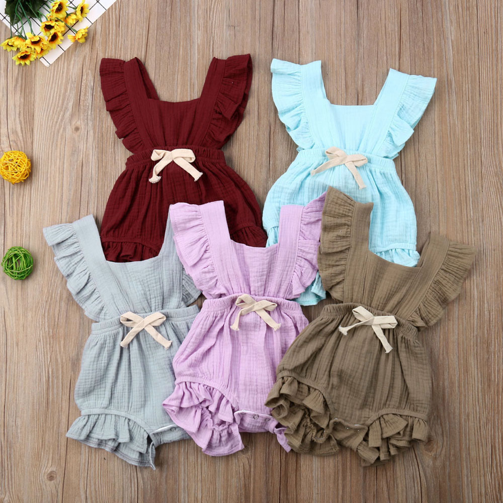 

0-24M Baby Girl Romper Infant Outfit Girls Jumpsuit Newborn Bodysuit Kid Sunsuit Todder Clothes Kids Sleeveless Bodysuits