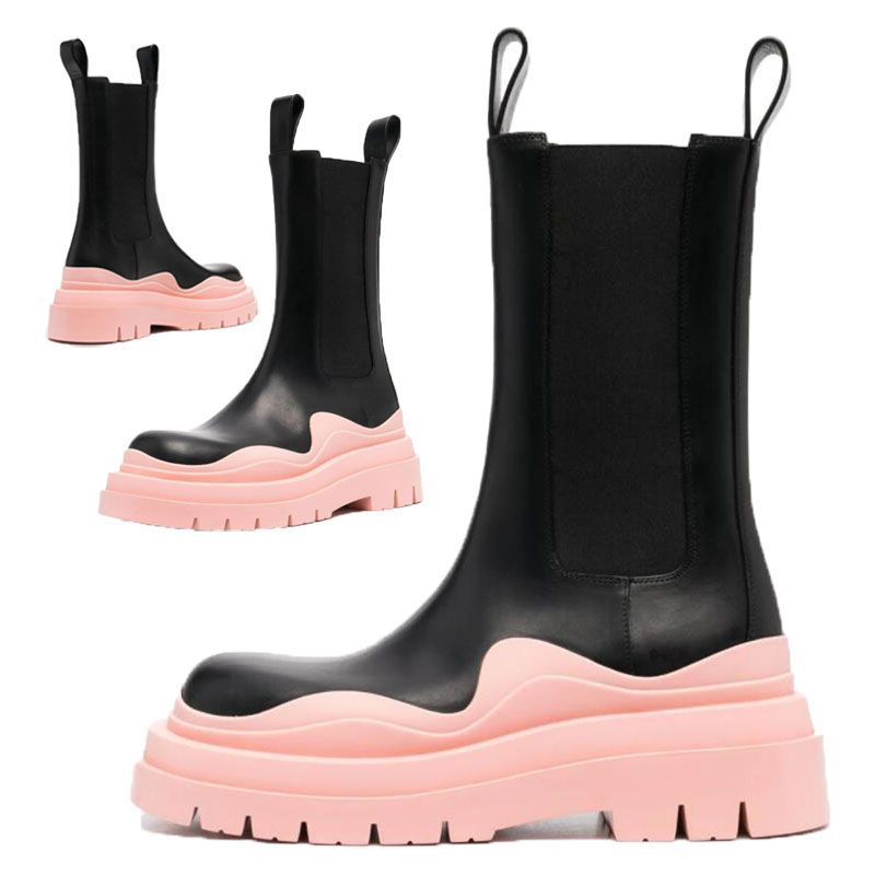 

2021 AAA+ White Pink soles Bottega-booties Men TWO TONE LTHR CHELSA BOOT Man platform chunky boot lady boot luxury designer women boots 35--45, Shoes box