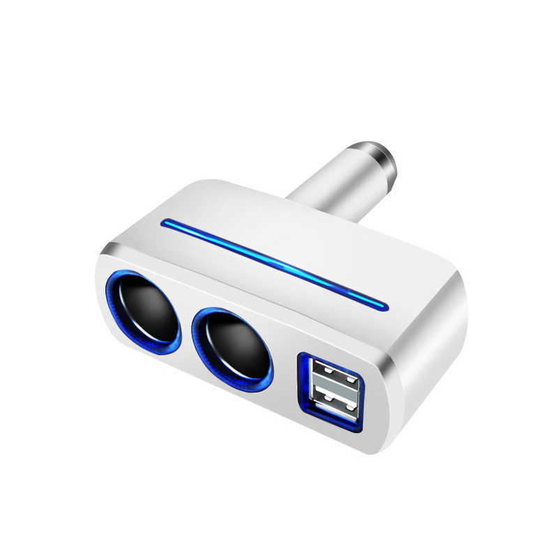 

Universal 2 Ways Car Auto Cigarette Lighter Socket Splitter Power Adapter 2.1A / 1.0A 80W Dual USB Car Charger with LED Light