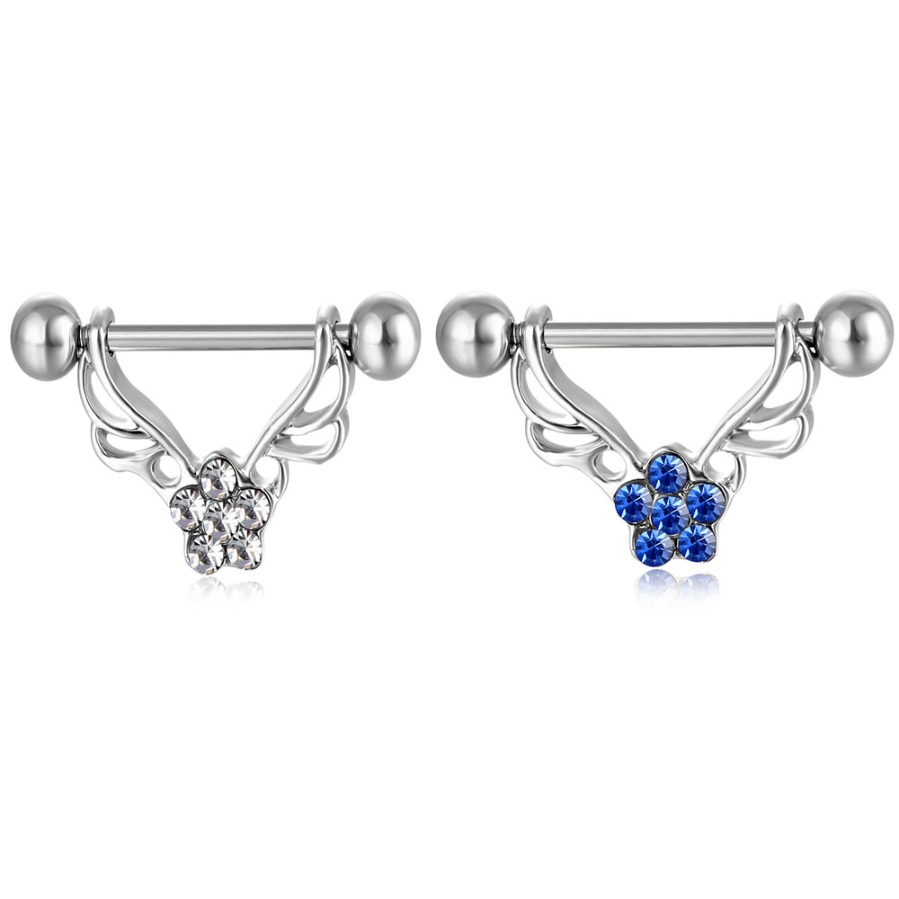

D0999 Flower Nipple Ring Mix Colors
