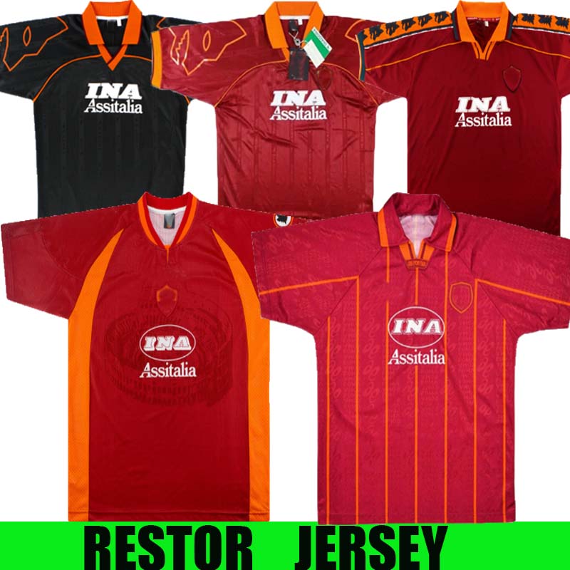 

Retro soccer jersey 1996 97 98 99 2000 vintage Camiseta home Classic football shirt TOTTI ALDAIR BALBO GIANNINI MORIERO Maillot de foot 99/00, Black;yellow